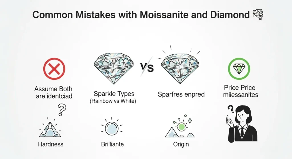 Common Mistakes with Moissanite and Diamond