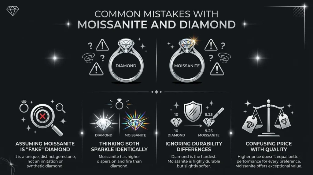 Common Mistakes with Moissanite and Diamond