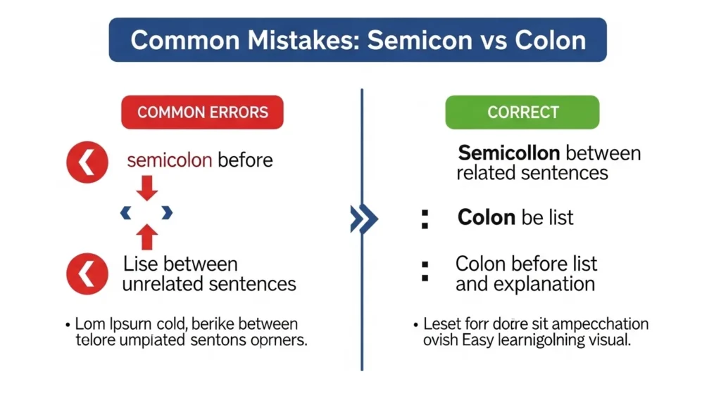 Common Mistakes with Semicolon and Colon