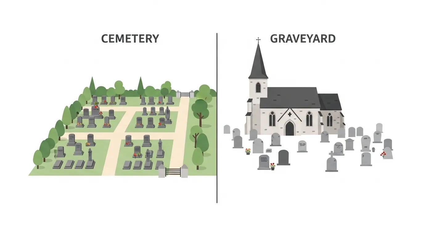 difference between cemetery and graveyard