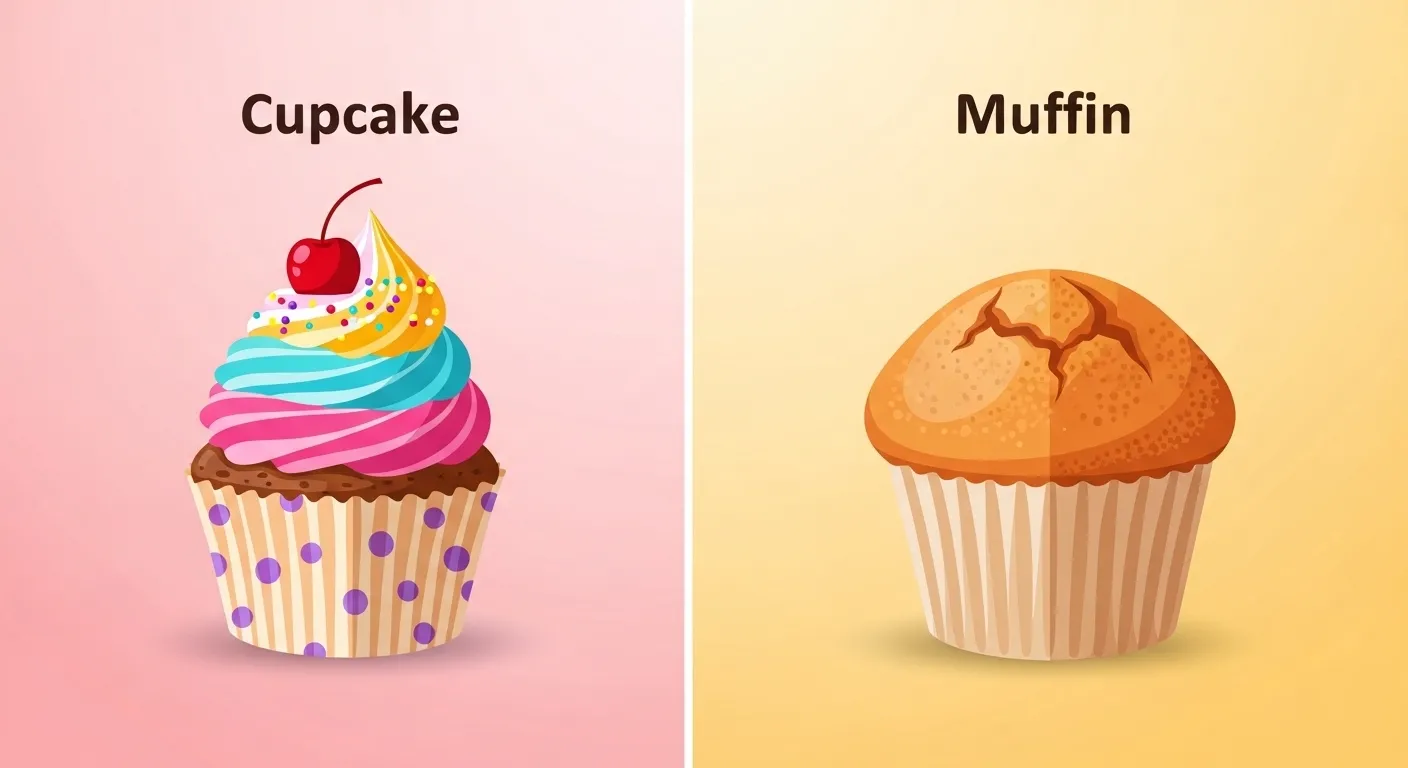 difference between cupcake and muffin