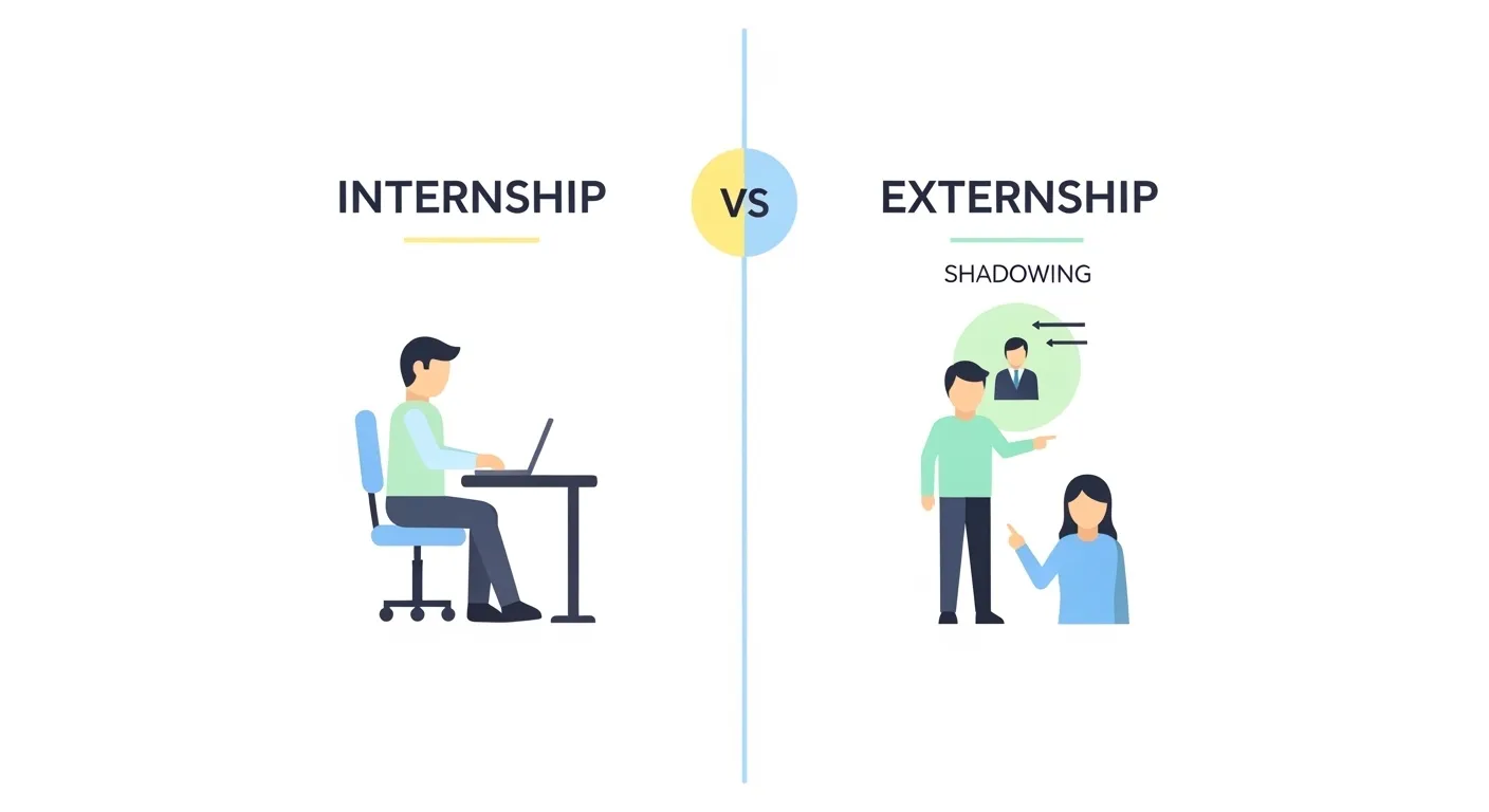 difference between internship and externship