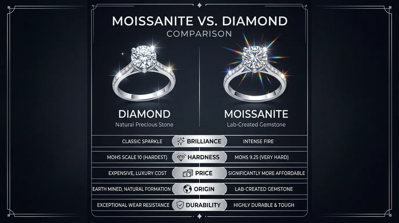 difference between moissanite and diamond