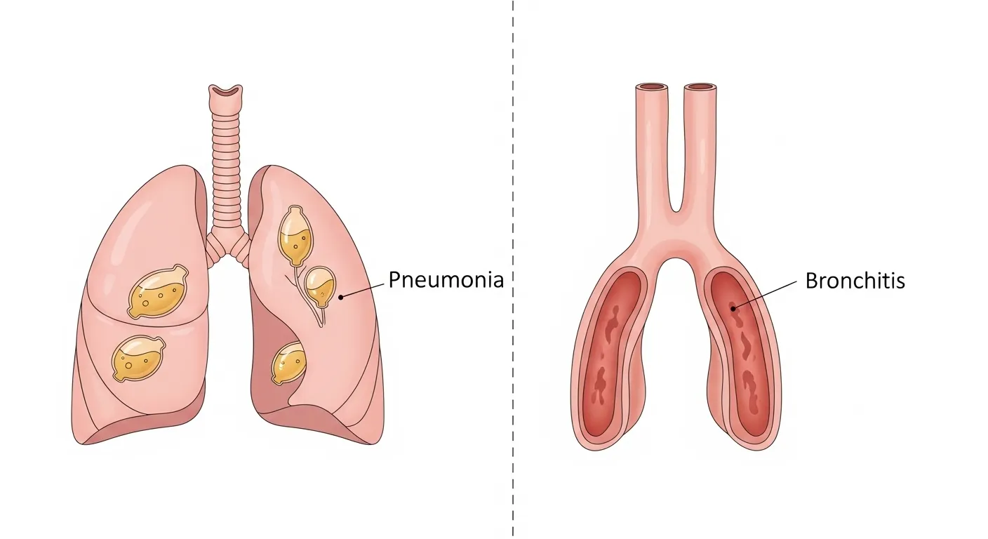 difference between pneumonia and bronchitis