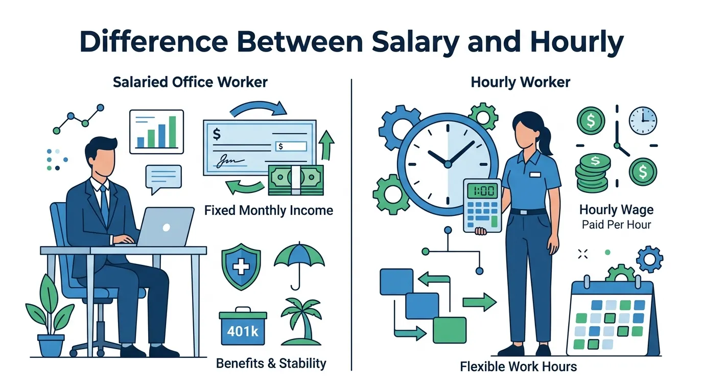 difference between salary and hourly