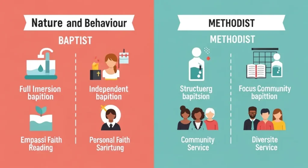 Nature and Behaviour of Baptist and Methodist
