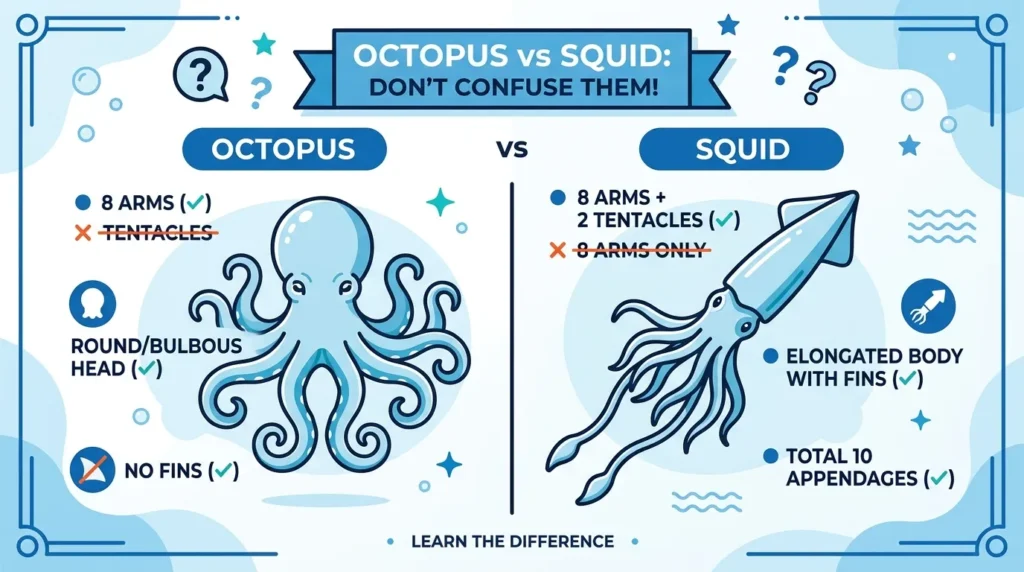 Common Mistakes With Difference Between Octopus and Squid