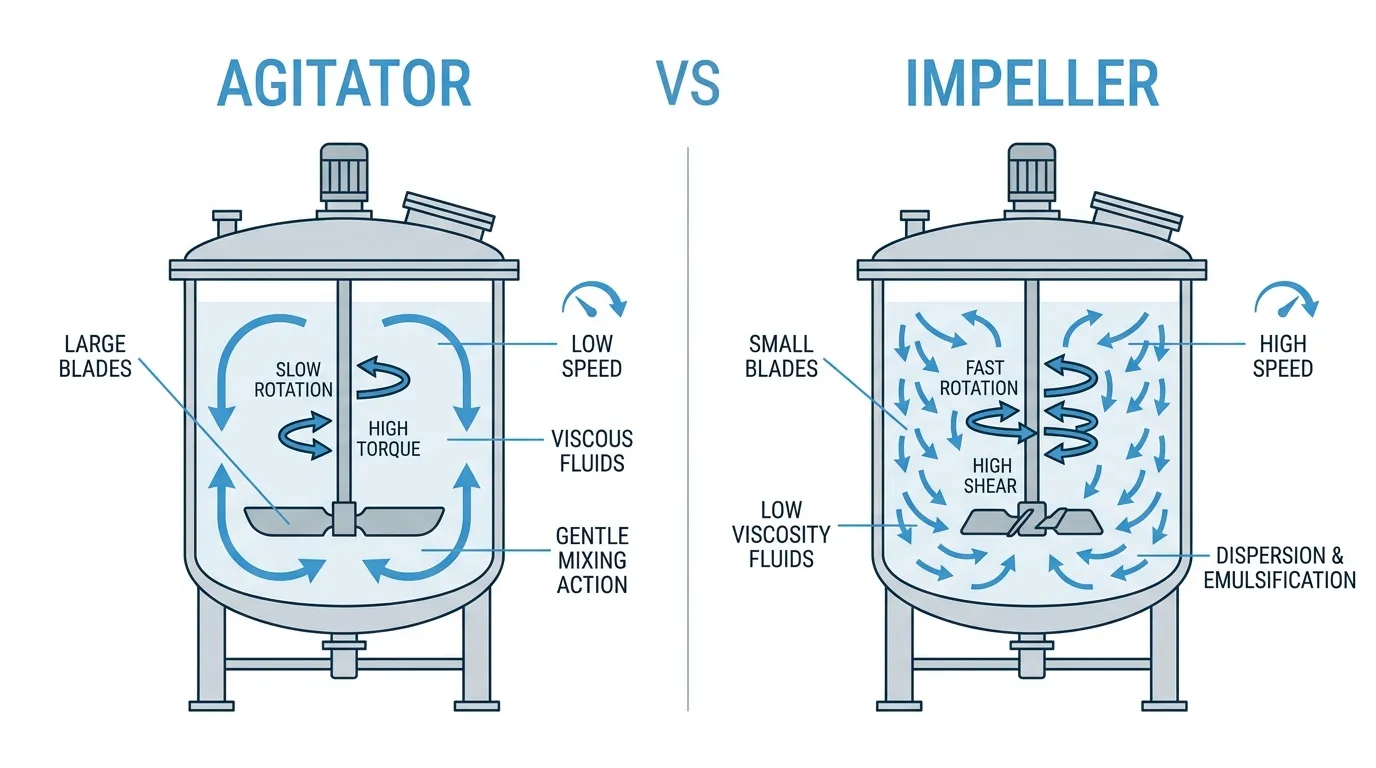 difference between agitator and impeller