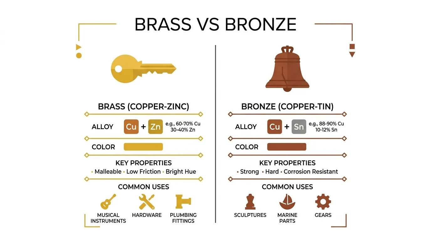 difference between brass and bronze