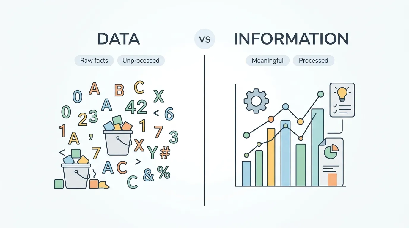 difference between data and information