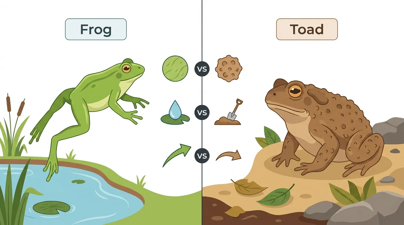 difference between frogs and toads