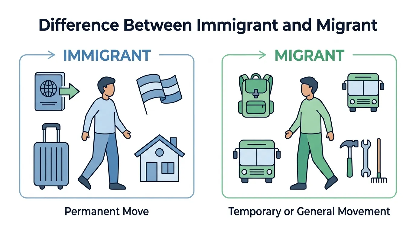 difference between immigrant and migrant
