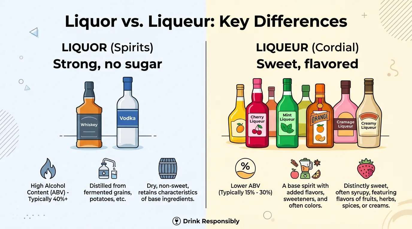difference between liquor and liqueur