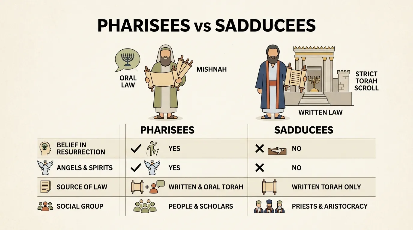 difference between pharisees and sadducees