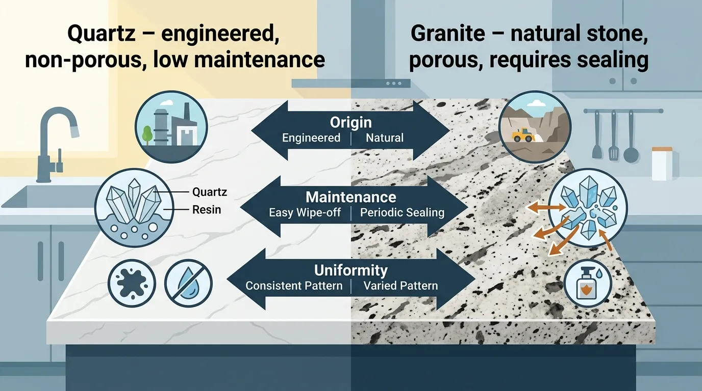 difference between quartz and granite