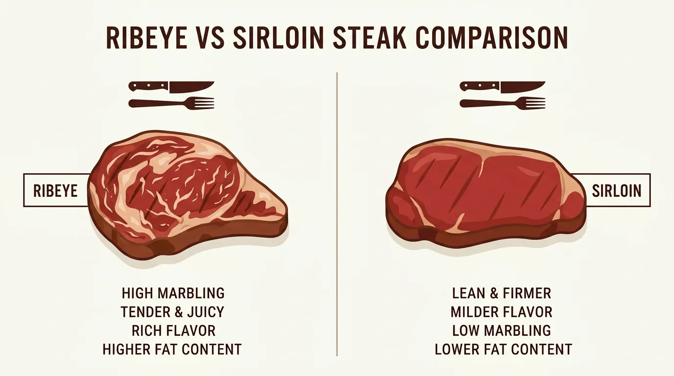 difference between ribeye and sirloin
