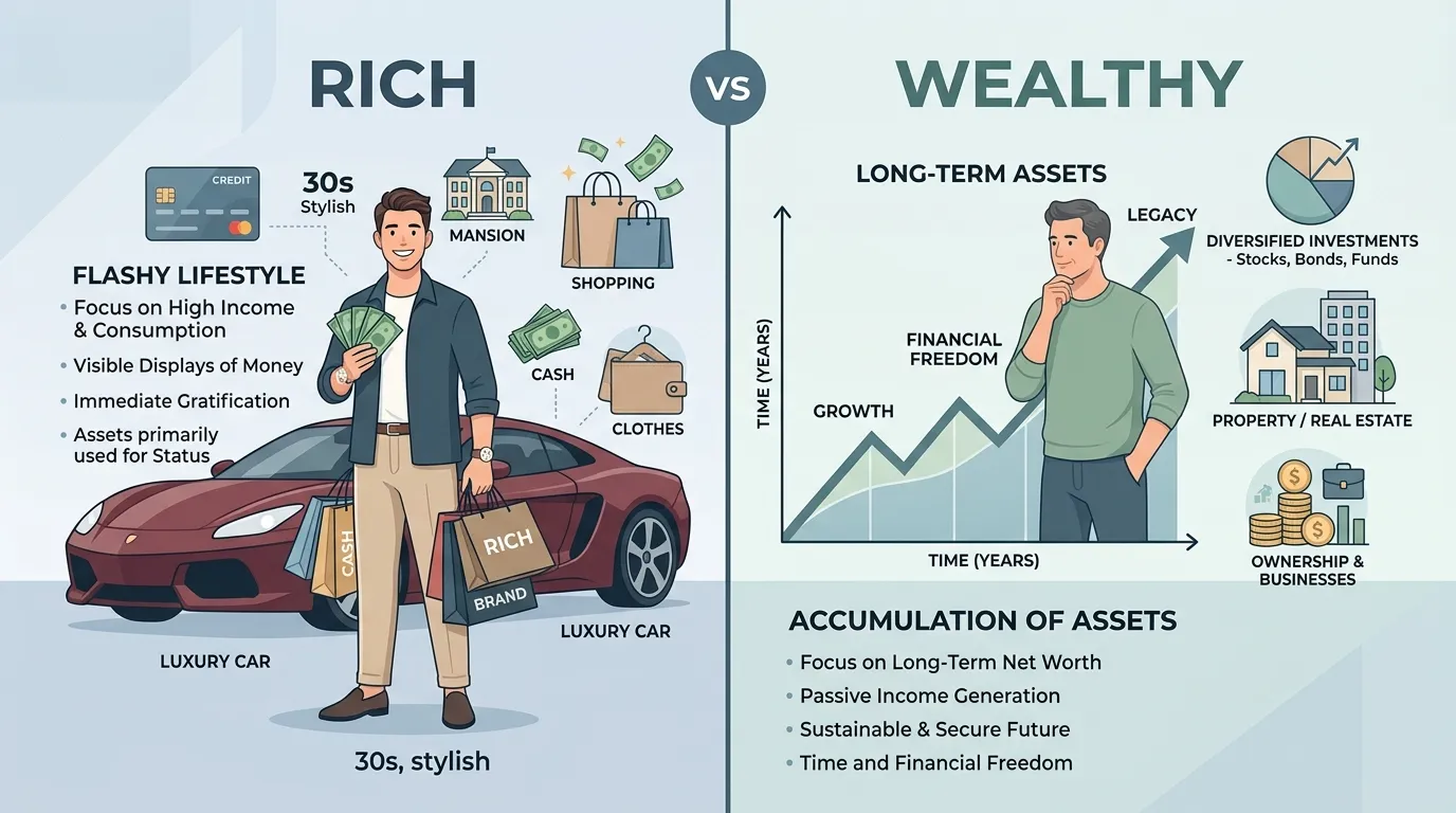 difference between rich and wealthy