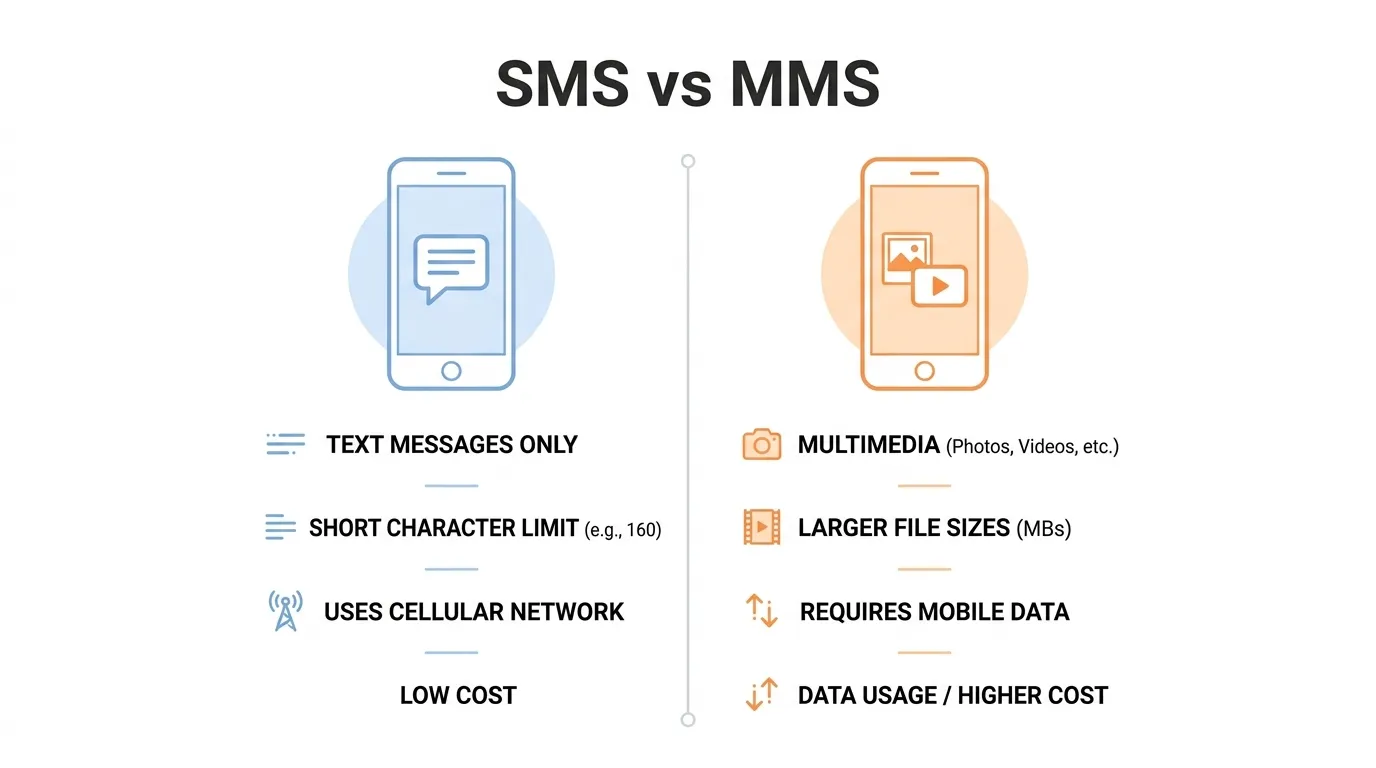 difference between sms and mms