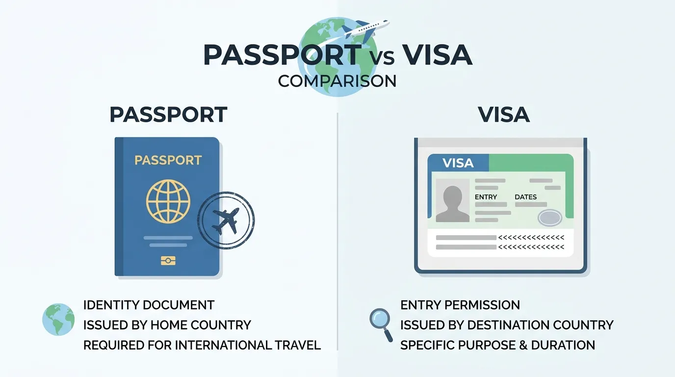 difference between visa and passport