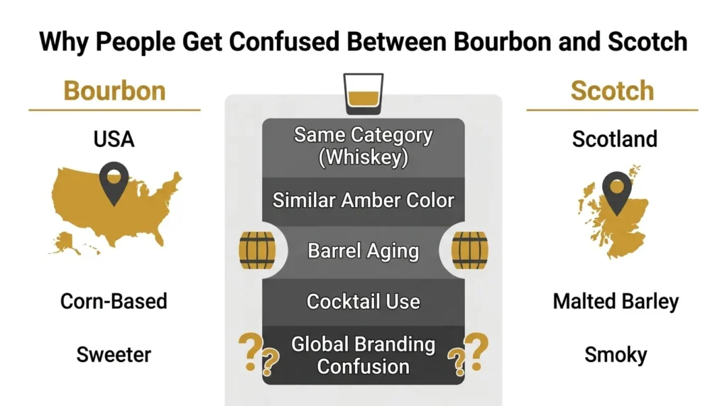 Why People Get Confused Between Bourbon and Scotch