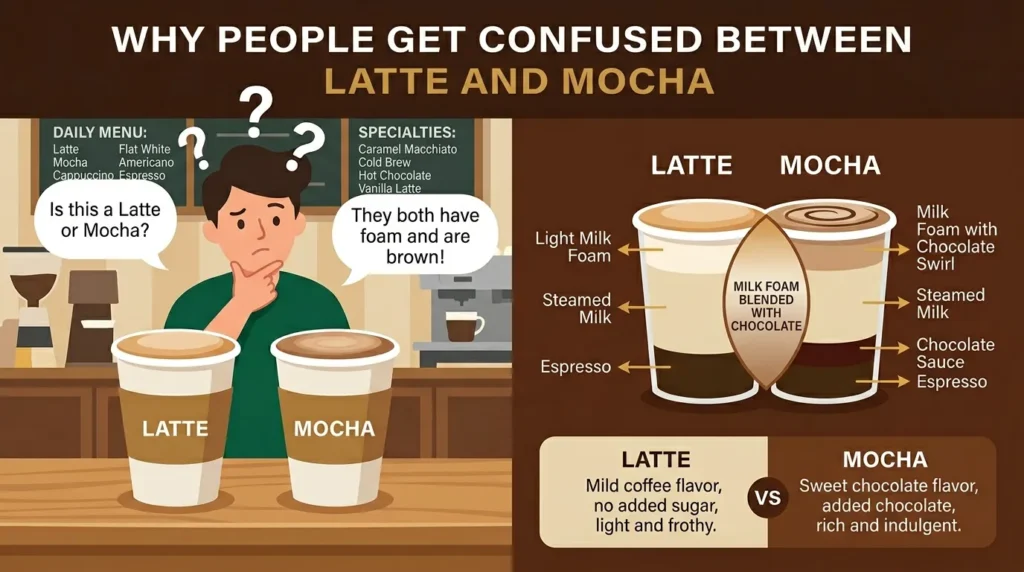 Why People Get Confused Between Latte and Mocha