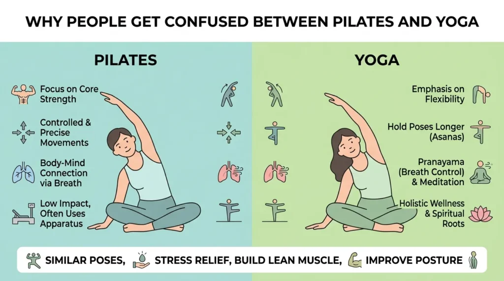 Why People Get Confused Between Pilates and Yoga