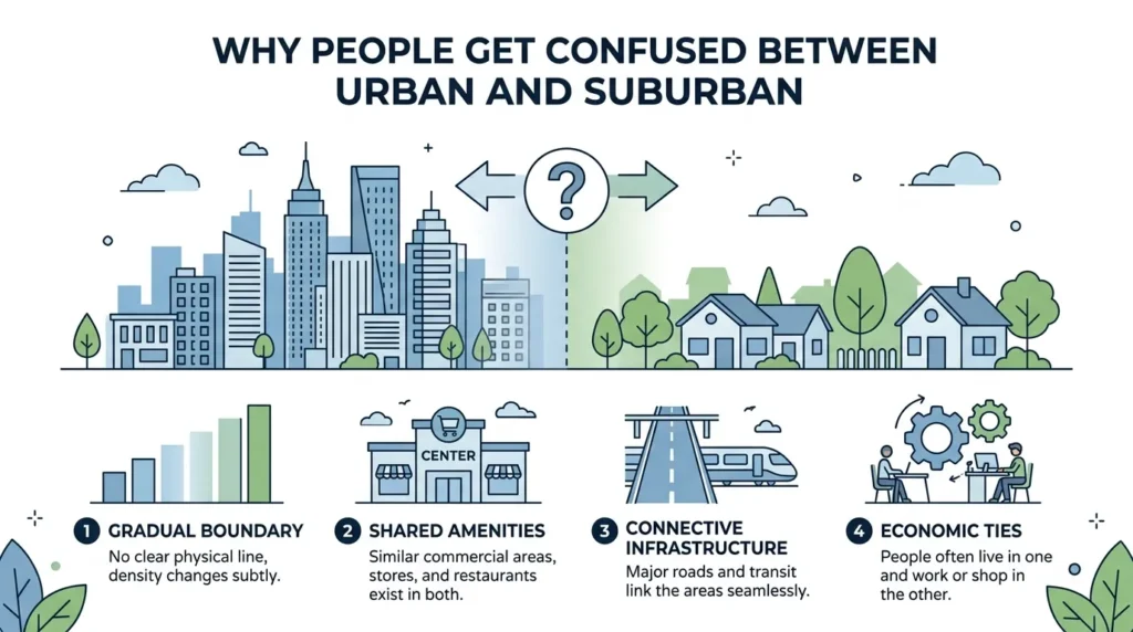 Why People Get Confused Between Urban and Suburban