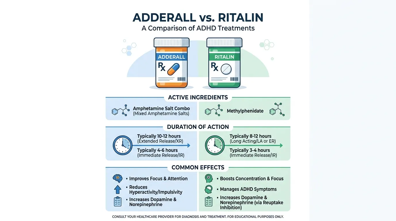 difference between adderall and ritalin