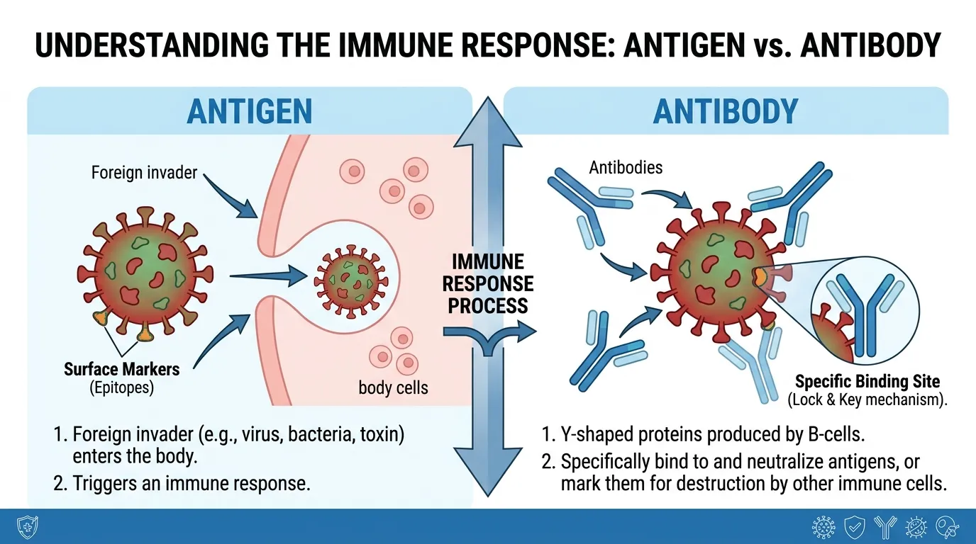 difference between antigen and antibody