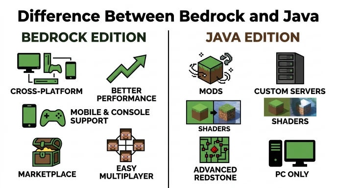 difference between bedrock and java