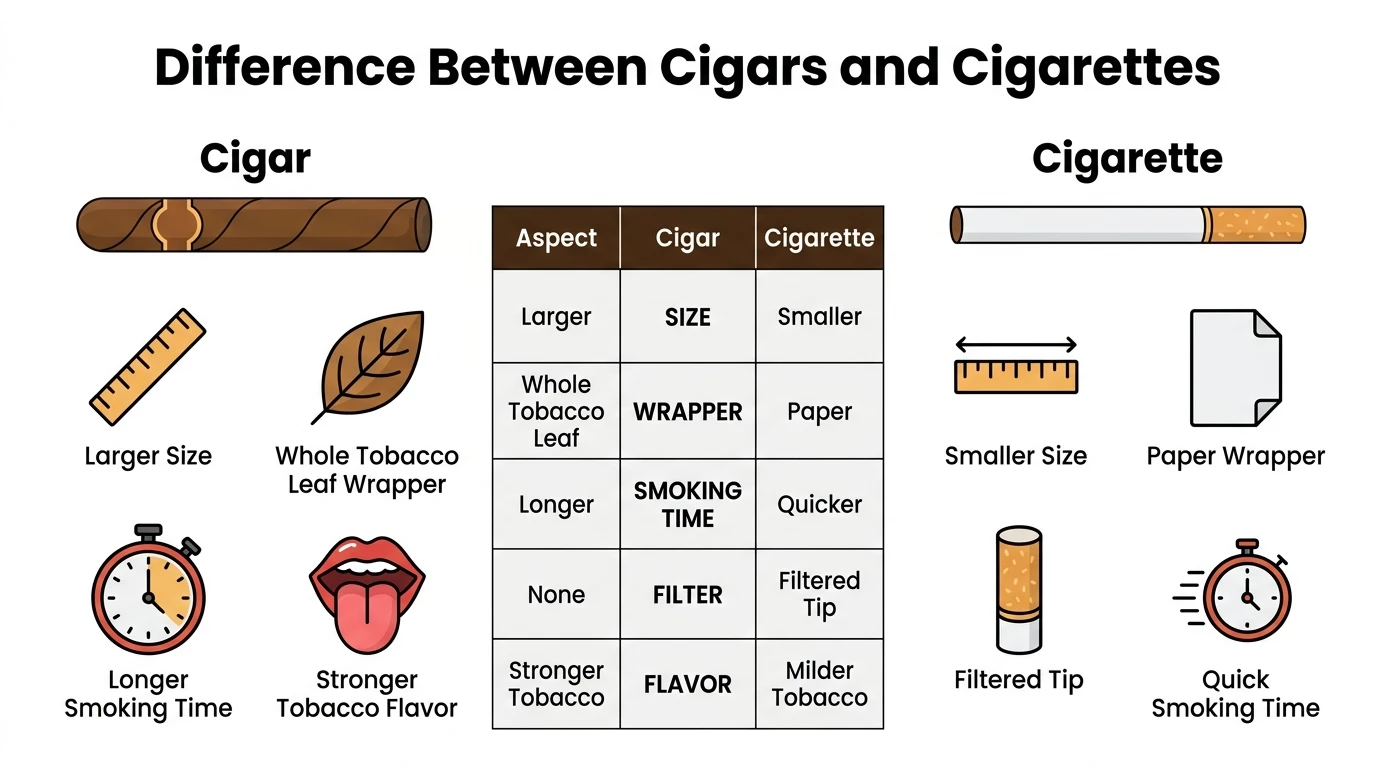 difference between cigars and cigarettes