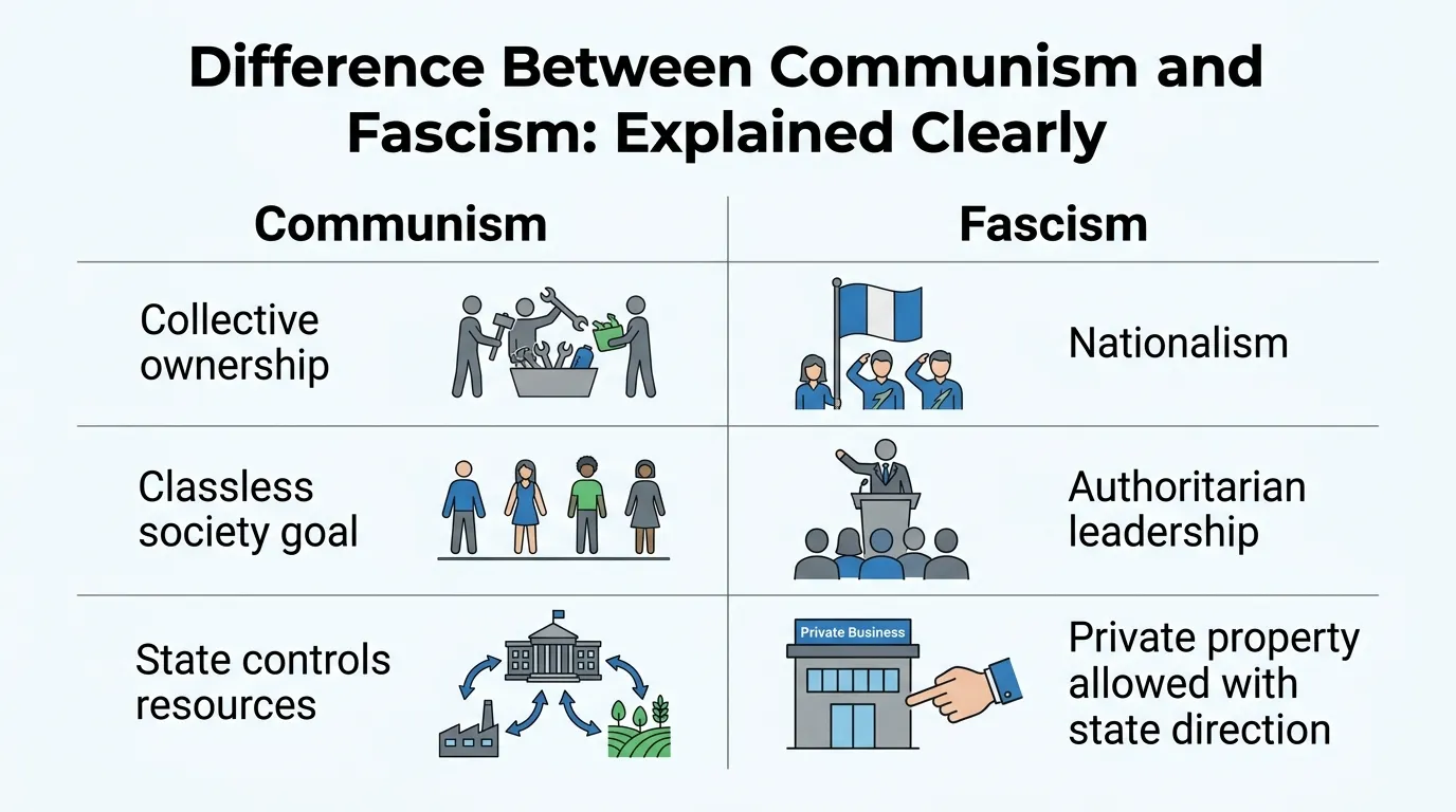 difference between communism and fascism
