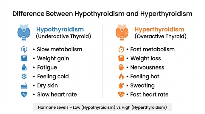 Difference Between Hypothyroidism and Hyperthyroidism: