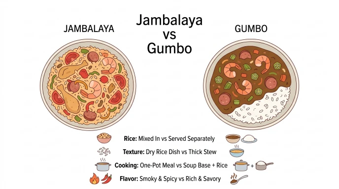 difference between jambalaya and gumbo