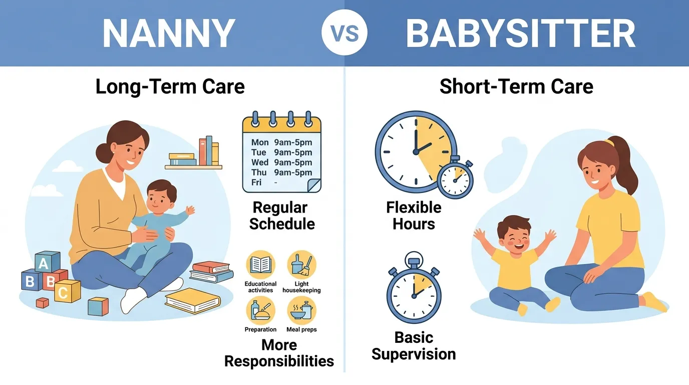 difference between nanny and babysitter