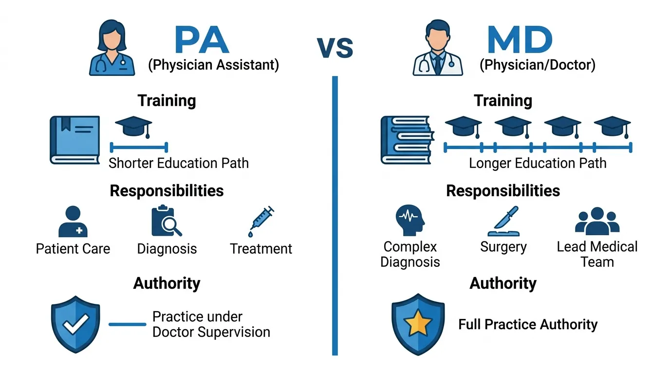 difference between pa and md