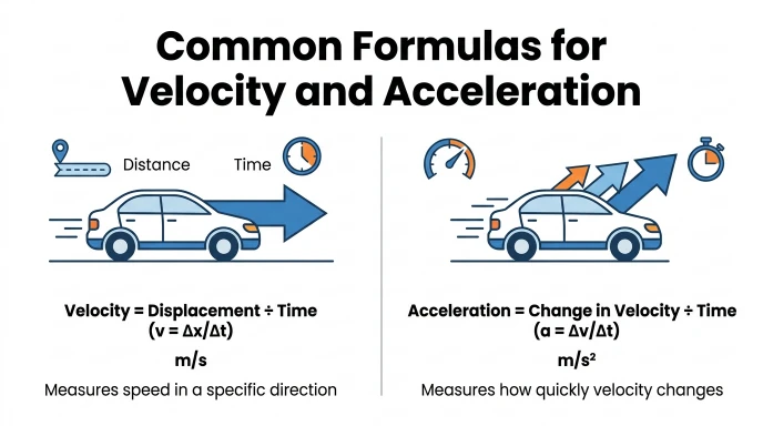 Common Formulas for Velocity and Acceleration