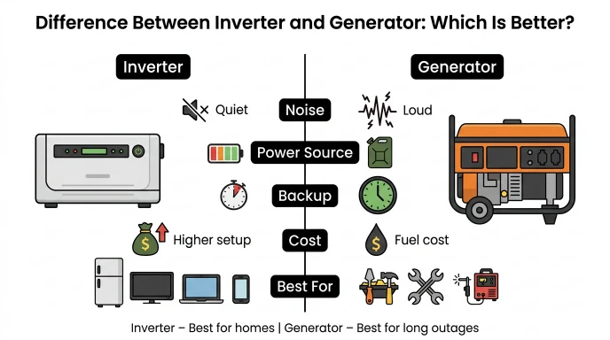difference between inverter and generator