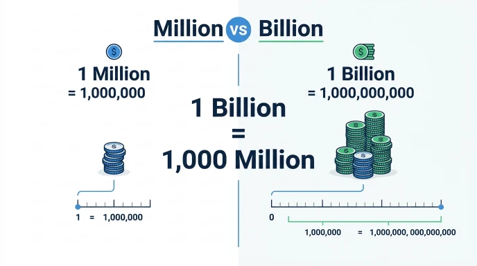 difference between million and billion
