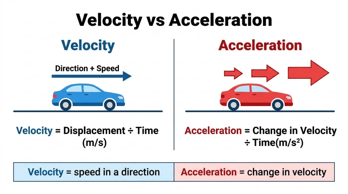 difference between velocity and acceleration