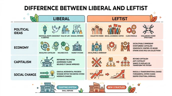 difference between liberal and leftist