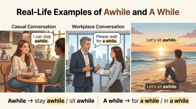 Real-Life Examples of Awhile and A While